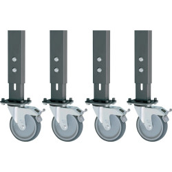 Jeu de 4 roulettes pivotantes avec frein D.125mm pour établis H.760-1080mm RAU