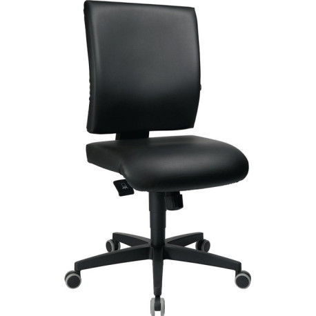 Siège de travail Lightstar 10 roulettes pour sols durs revêtement similicuir noir 410-530mm
