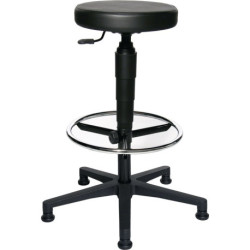 Tabouret pivotant avec patins, revêtement en similicuir noir, hauteur d'assise 580-840mm TOPSTAR