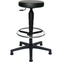 Tabouret pivotant avec patins, revêtement en similicuir noir, hauteur d'assise 580-840mm TOPSTAR