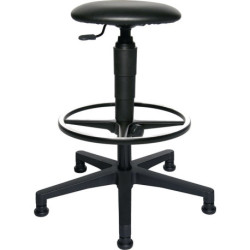 Tabouret pivotant avec patins, rembourrage en similicuir noir, hauteur d'assise 540-800mm TOPSTAR