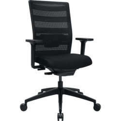 Chaise de bureau synchrone noir/noir 420-540mm avec accoudoirs, poids 110kg