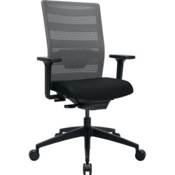 Chaise de bureau synchrone noir/gris 420-540mm avec accoudoirs, poids 110kg