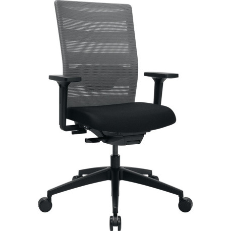Chaise de bureau synchrone noir/gris 420-540mm avec accoudoirs, poids 110kg