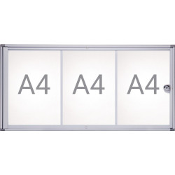 Vitrine 3xA4 L710xH351mm coins biseautés pour intérieur MAUL