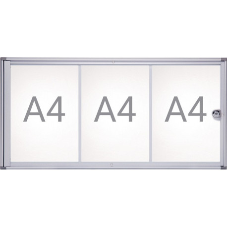 Vitrine 3xA4 L710xH351mm coins biseautés pour intérieur MAUL