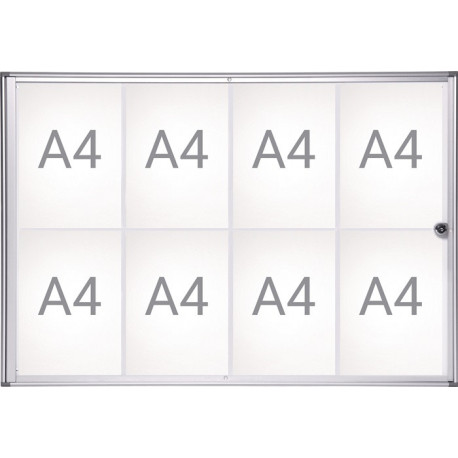 Vitrine 8xA4 L930xH651mm coins biseautés pour intérieur MAUL