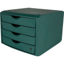 Boîte à tiroirs avec blocage de l'ouverture 4 tiroirs vert H215xB265xT332mm HELIT
