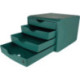 Boîte à tiroirs avec blocage de l'ouverture 4 tiroirs vert H215xB265xT332mm HELIT