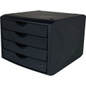 Boîte à tiroirs avec blocage de l'ouverture 4 tiroirs noir H215xL265xP332mm HELIT