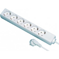 Multiprise SKS 1,4 m, 6 branchements, blanc