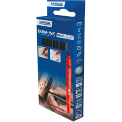 Marqueur permanent à double pointe Retail Pack 4 pcs. noir (Par 12)