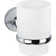 Wenko 22167100 Cuba Porte a verre dents Acier Inoxydable/Verre Argent/Blanc 20 x 15 x 15 cm