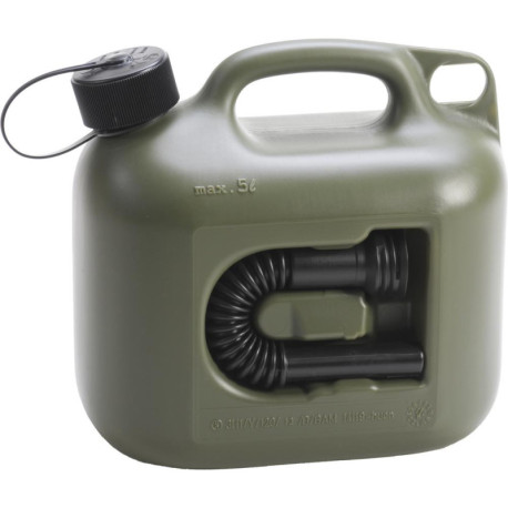 Bidon de carburant PROFI(UN) 5l. olive . Homologué par l'ONU. HDPE. accessoires noirs