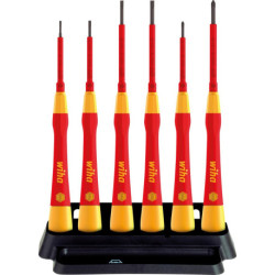 Jeu de tournevis VDE pour l'électronique, 7 pièces, à fente/PH, dans un support Wiha