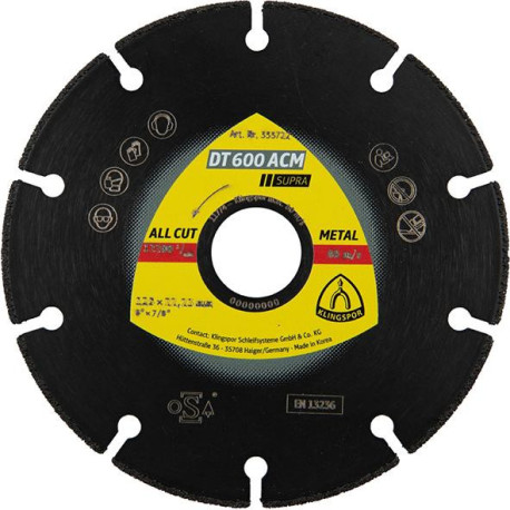 Disque à tronçonner diamanté DT 600 ACM Supra 115x1.3X22.23mm KLINGSPOR