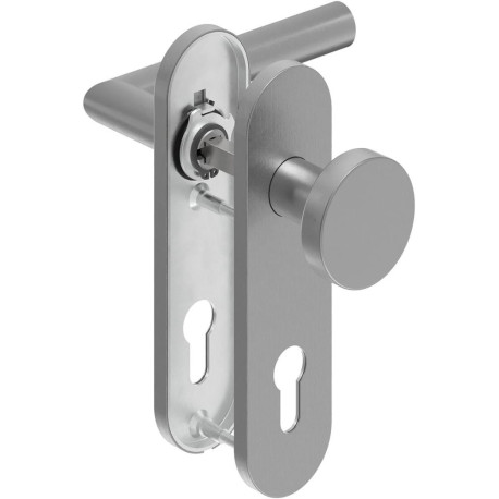 Poignée porte WE-Grt. ER 8 mm LS forme L. Court. PZ forme L. Court. PZ