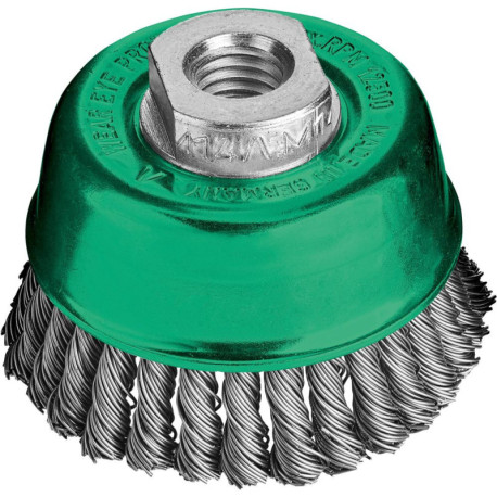Brosse boisseau acier inox torsadé 65x0.5mm garniture 30x6mm fil torsadé Lessmann