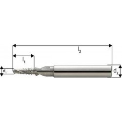 Fraise à percer et fileter BGF en carbure monobloc, avec arrosage central, 2 x d, sans revêtement, Filetage : M4, Pas 0,70 mm