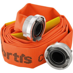 Tuyau plat de construction/industriel. orange. C/52mm avec 2 vannes de fuite. Raccord STORZ. 5m FORTIS