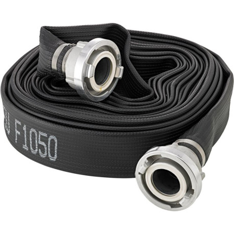 Tuyau plat polyvalent caoutchouté. noir. C/52mm. STORZ Raccords 15m FORTIS