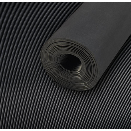 Tapis à stries fines SBR. noir. 3mm. 1000mm 10m FORTIS
