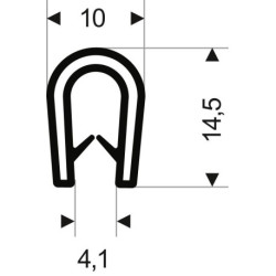 Protection d'arêtes flexible ronde. noir. 10x14.5mm. Zone de serrage 1.0-4.5mm. 25m FORTIS (Par 25)