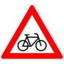 Panneau VKZ.138-10 Triangle 900mm Croisement cycliste (droite) Label RAL film RA1