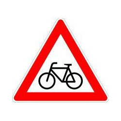 Panneau VKZ.138-20 Triangle 900mm Cyclistes croisés(gauche) Label de qualité RAL film RA2