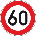 Panneau VKZ.274-60 Ronde 600mm 60 km/h Label de qualité RAL film RA2