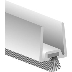 Profilé de porte en verre GDP avec brosse souple. Brosse PP alu argent. L2250. TS 10