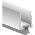 Profilé de porte en verre GDP avec brosse souple. Brosse PP alu argent. L2250. TS 10