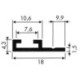 Joint brosse L-support à coller ou à visser alu argent.Br18xH4.3xL3000
