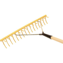 Râteau en plastique, 16 dents courbées, dents transversales supplémentaires, largeur de travail 64 cm