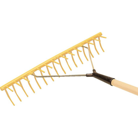 Râteau en plastique, 16 dents courbées, dents transversales supplémentaires, largeur de travail 64 cm