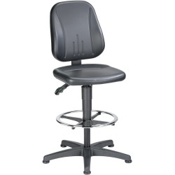 Chaise de travail Unitec 3 sur patins et avec repose pieds - tissu bleu - 9651-CI02