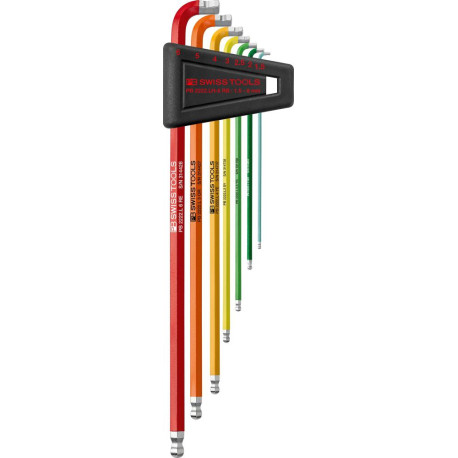 Jeu de tournevis coudés dans un support en plastique 7 pièces 1,5-6 90-100 degrés Rainbow PB Swiss Tools