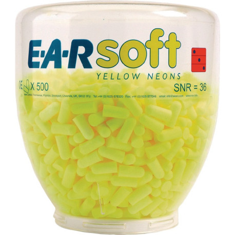 Bouchons d'oreilles E-A-RSoft™ Recharge Néons Jaunes SNR 36 dB 500 PA/Distributeur