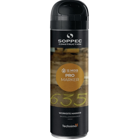 Spray de marquage de chantier Pro Marker noir aérosol 500ml SOPPEC (Par 12)