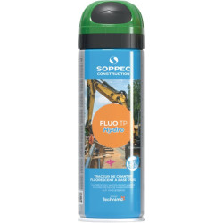 Spray de marquage de chantier Fluo TP Hydro vert fluo 500ml bombe aérosol SOPPEC (Par 12)