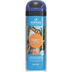 Spray de marquage de chantier Fluo TP Hydro bleu fluo 500ml bombe aérosol SOPPEC (Par 12)