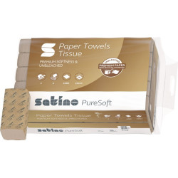 Papier essuie-tout Satino PureSoft 2-lag.soft beige L230xL240environ mm 20x200 sac boîte.