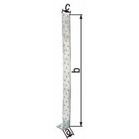 Ancrage a  béton plat en acier 205x40x40mm S.2mm STA brut sdmverz.GAH (Par 10)