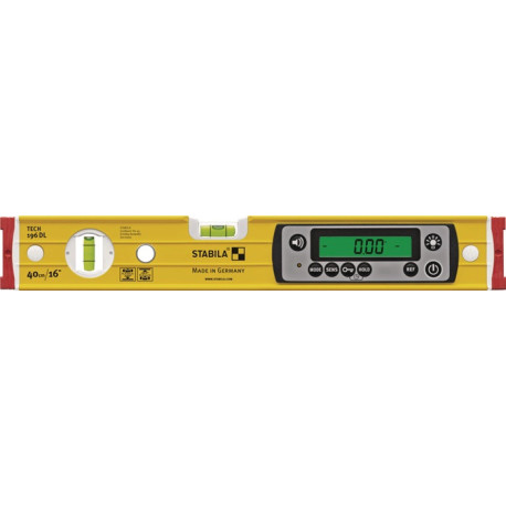Niveau à bulle électronique TECH 196 DL 40cm aluminium jaune ± 0,5 mm/m ± 0,5 mm/m STABILA