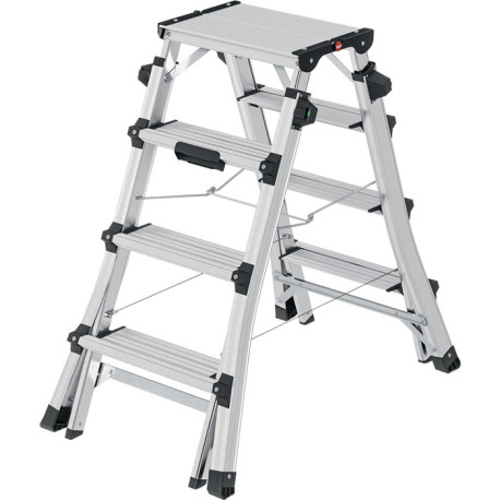 Escabeau D100TL marches aluminium 2x4-2x6 total H.981-1430mm télescopique.HAILO