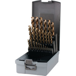 Jeu de forets hélicoïdaux DIN 338 UNI D.1-13x0,5mm HSS-Co5 25 pièces.