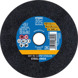 Disque à tronçonner PSF STEELOX D.76mm épaisseur disque 1mm corindon A alésage 10mm PFERD (Par 25)