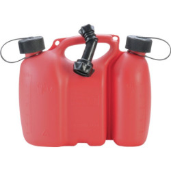 Bidon double de carburant PROFI 3+1,5l rouge HDPE L308xL145xH254mm HÜNERSDORFF