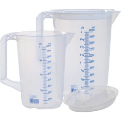 Set de verres gradués 1x 1000,1x 2000ml PP transp.D151xH205mm poignée fermée HÜNERSDORFF