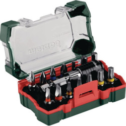 Jeu d'embouts Torx 32 pièces. Embout L.25mm avec porte-embout 65mm acier S2 codage couleur Metabo